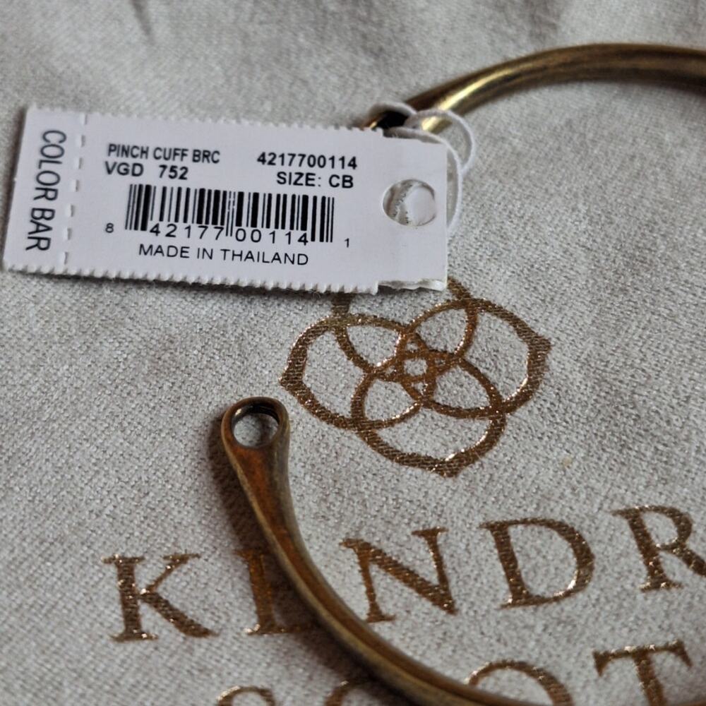 Kendra Scott Pinch Cuff Bracelet Color Bar Bronze Classic Lightweight Minimalist - Picture 2 of 6